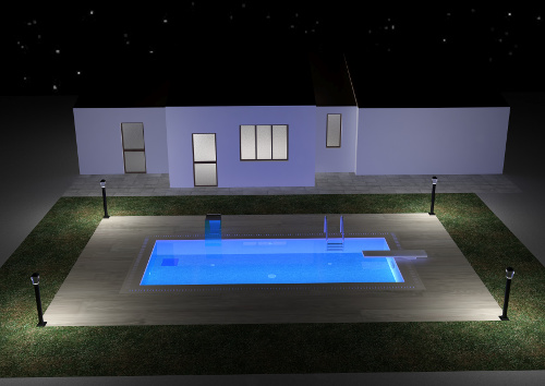 illuminazione notturna piscina led rgb blu